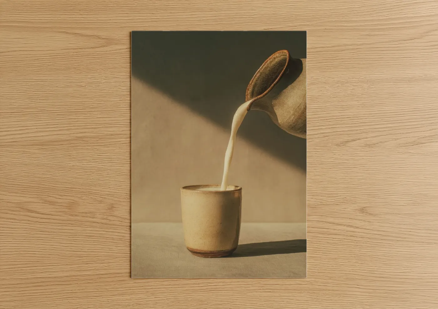 Pouring Milk Ceramic Cup Minimalist Wall Art