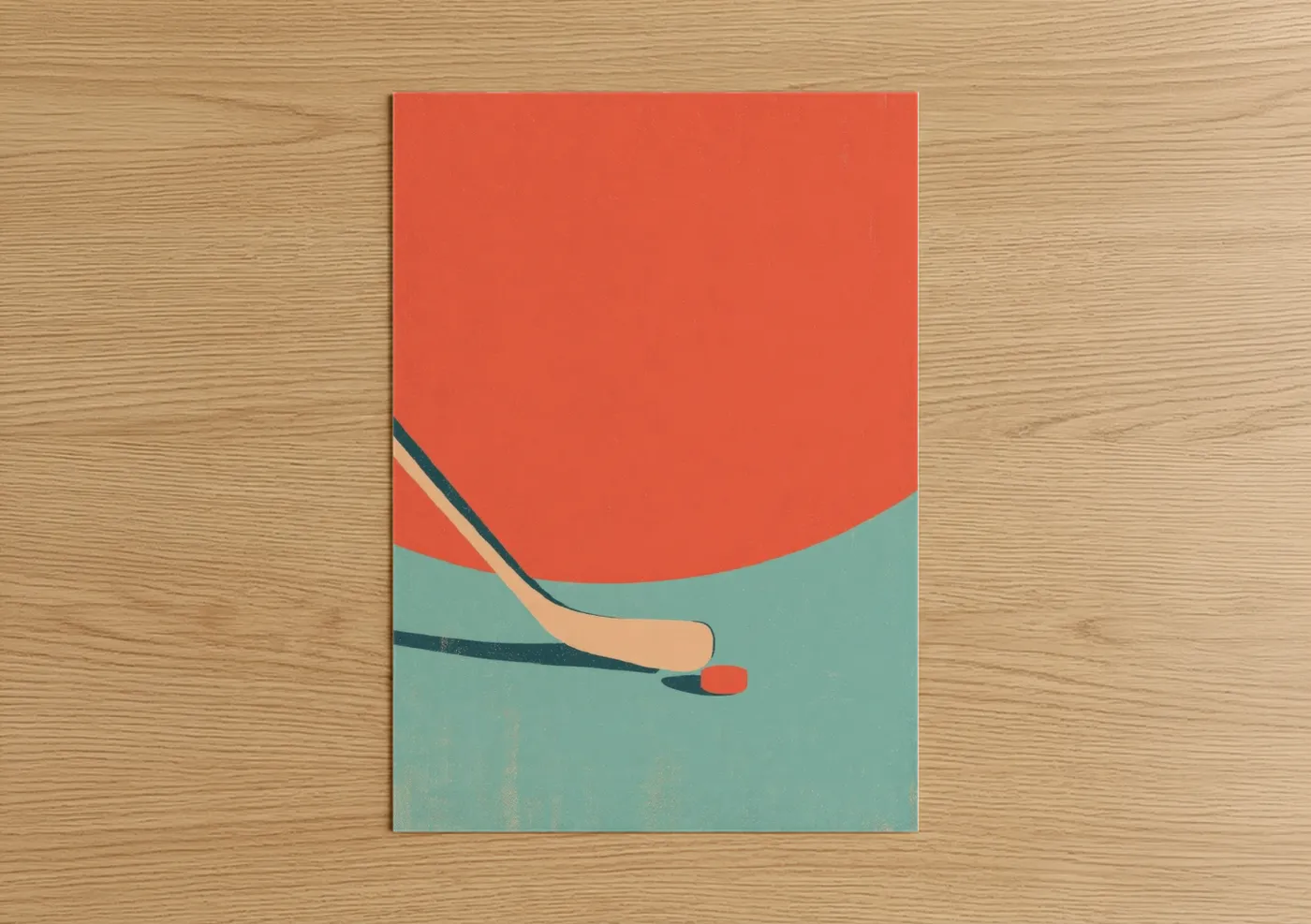 Minimalist Ice Hockey Stick and Puck Wall Art
