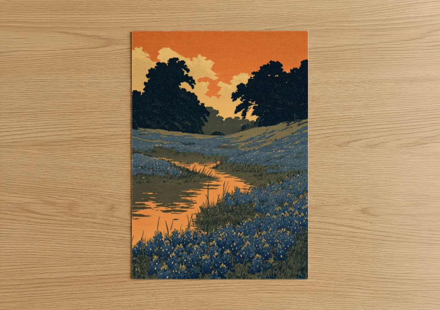 Golden Hour Wildflower Field Landscape Wall Art