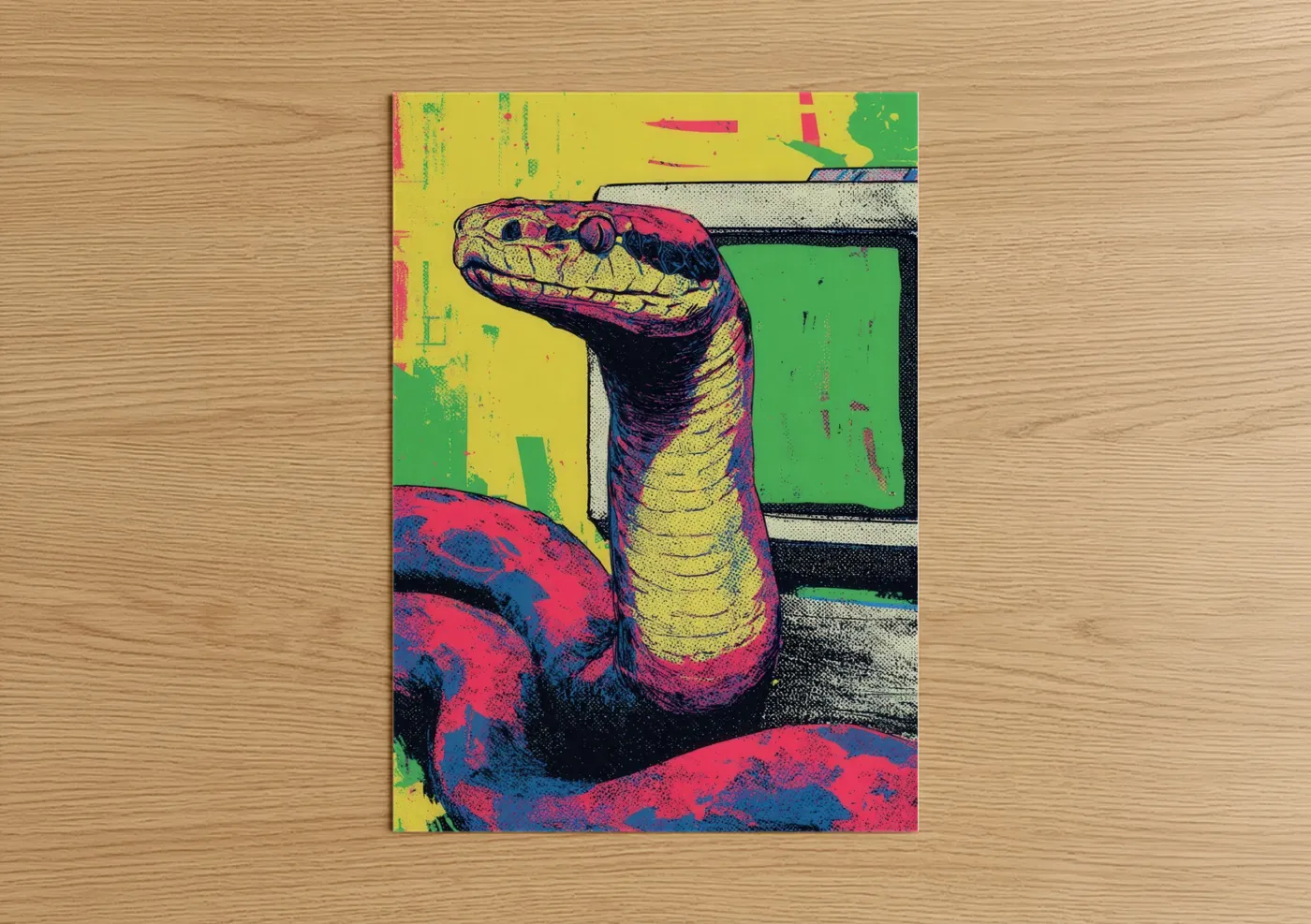 Vibrant Neon Python Pop Wall Art