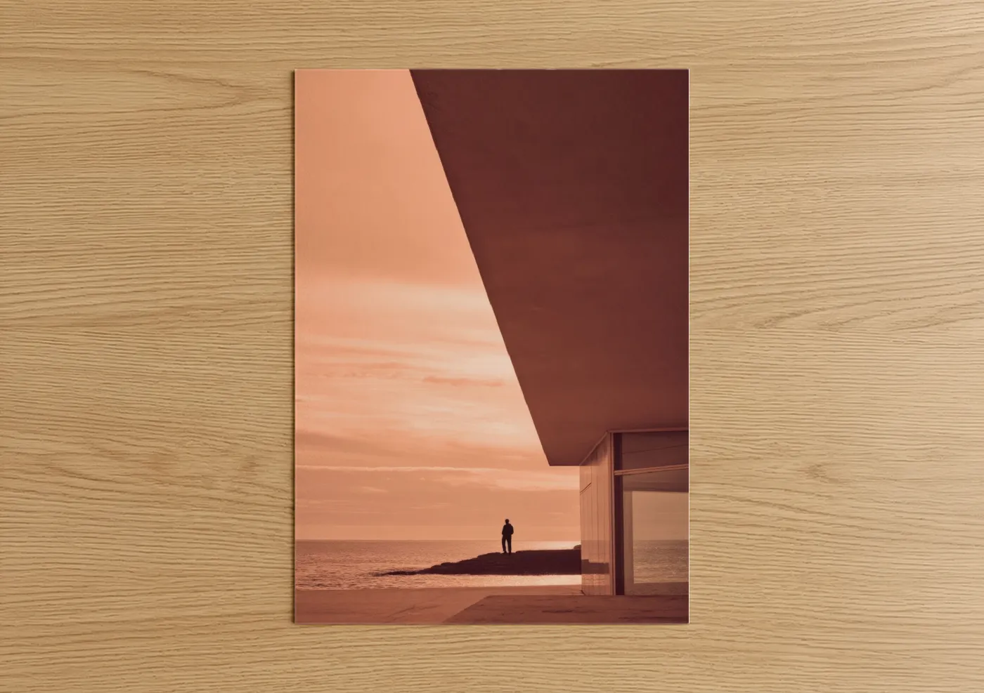 Modern Coastal Architecture Sunset Wall Art