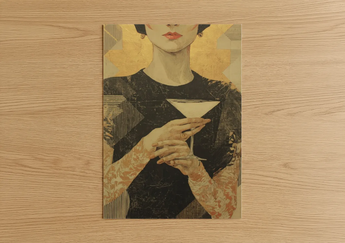 Sophisticated Woman White Wine Art Deco Wall Art