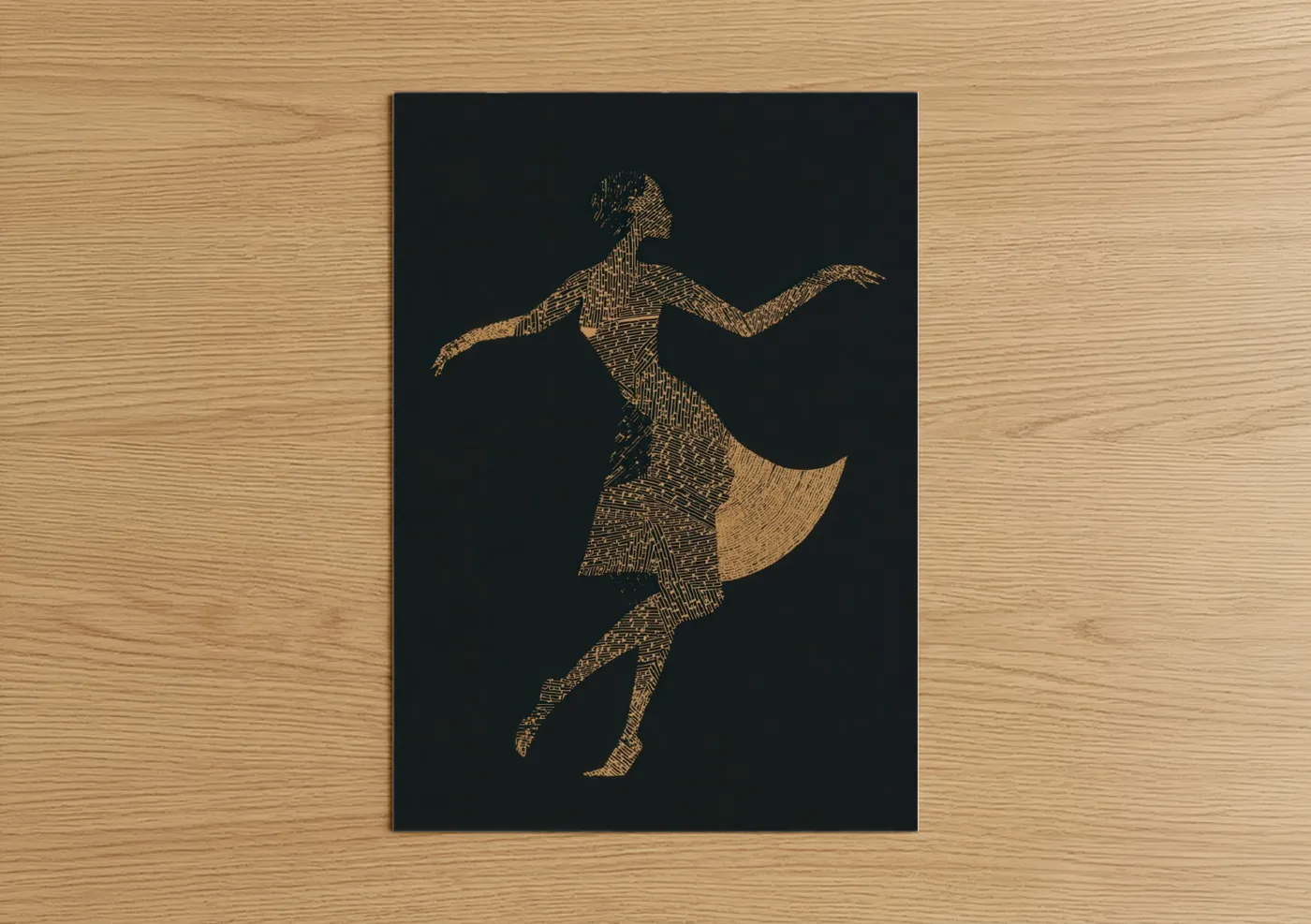 Golden Zumba Dancer Line Wall Art
