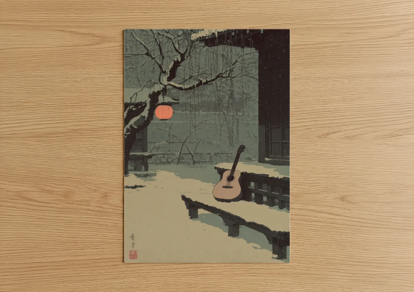 Acoustic Guitar Winter Solitude Wall Art