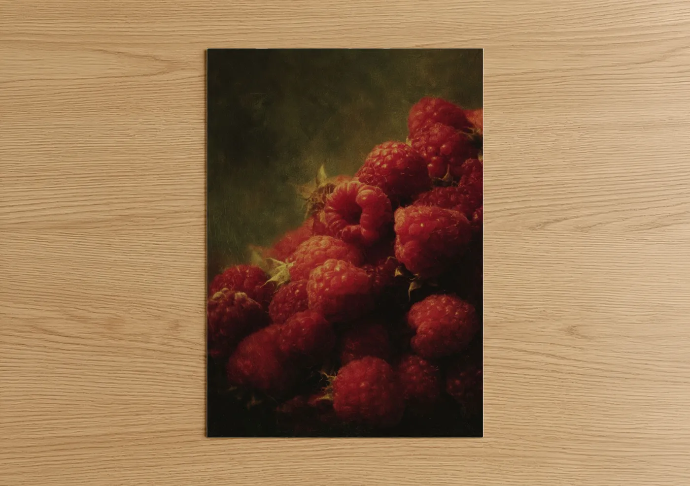 Crimson Raspberries Still Life Painting Wall Art