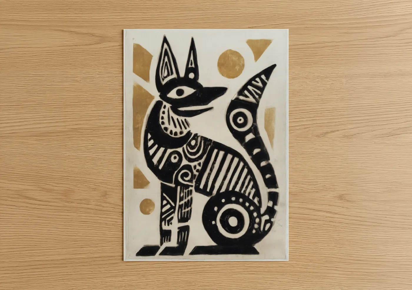 Anubis Guardian Abstract Jackal Wall Art
