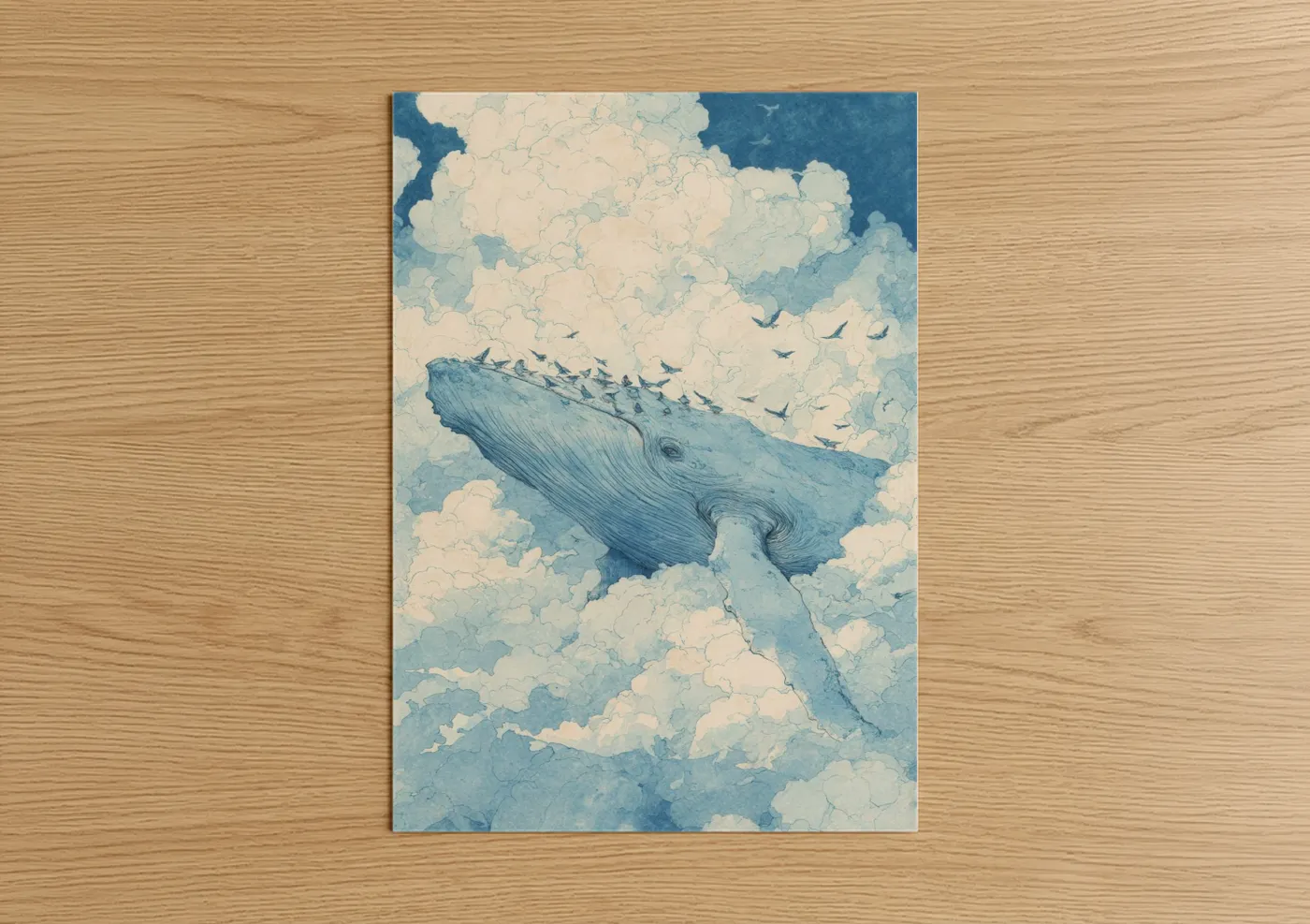 Humpback Whale Sky Watercolor Art Wall Art