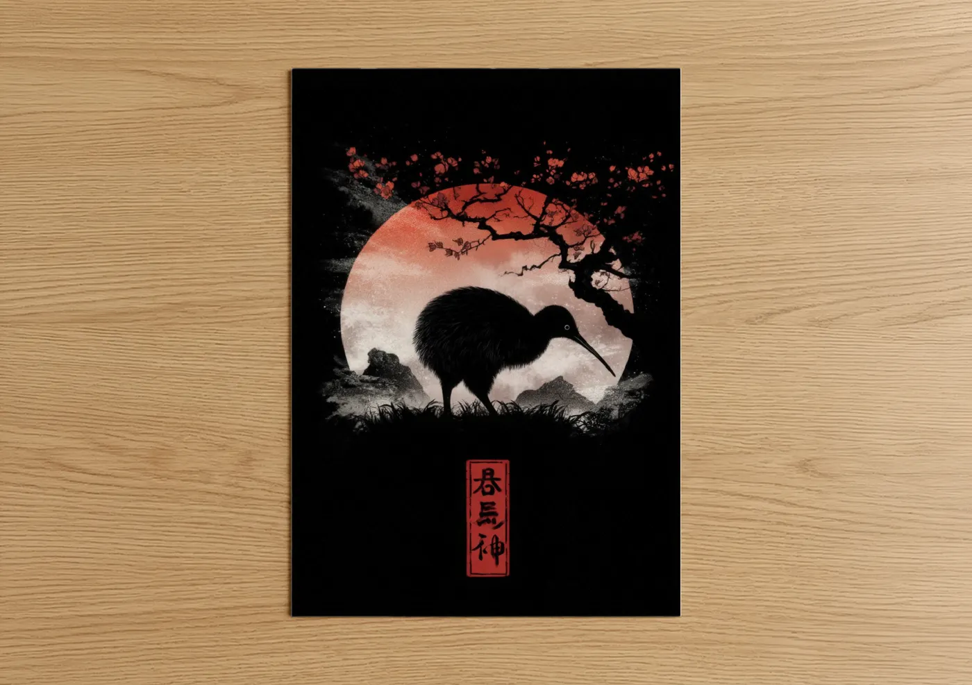 Kiwi Bird Silhouette Moonrise Wall Art