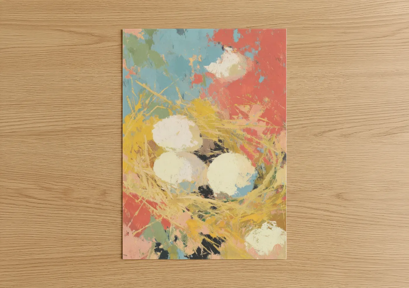 Pastel Easter Nest with Eggs Artwork Wall Art