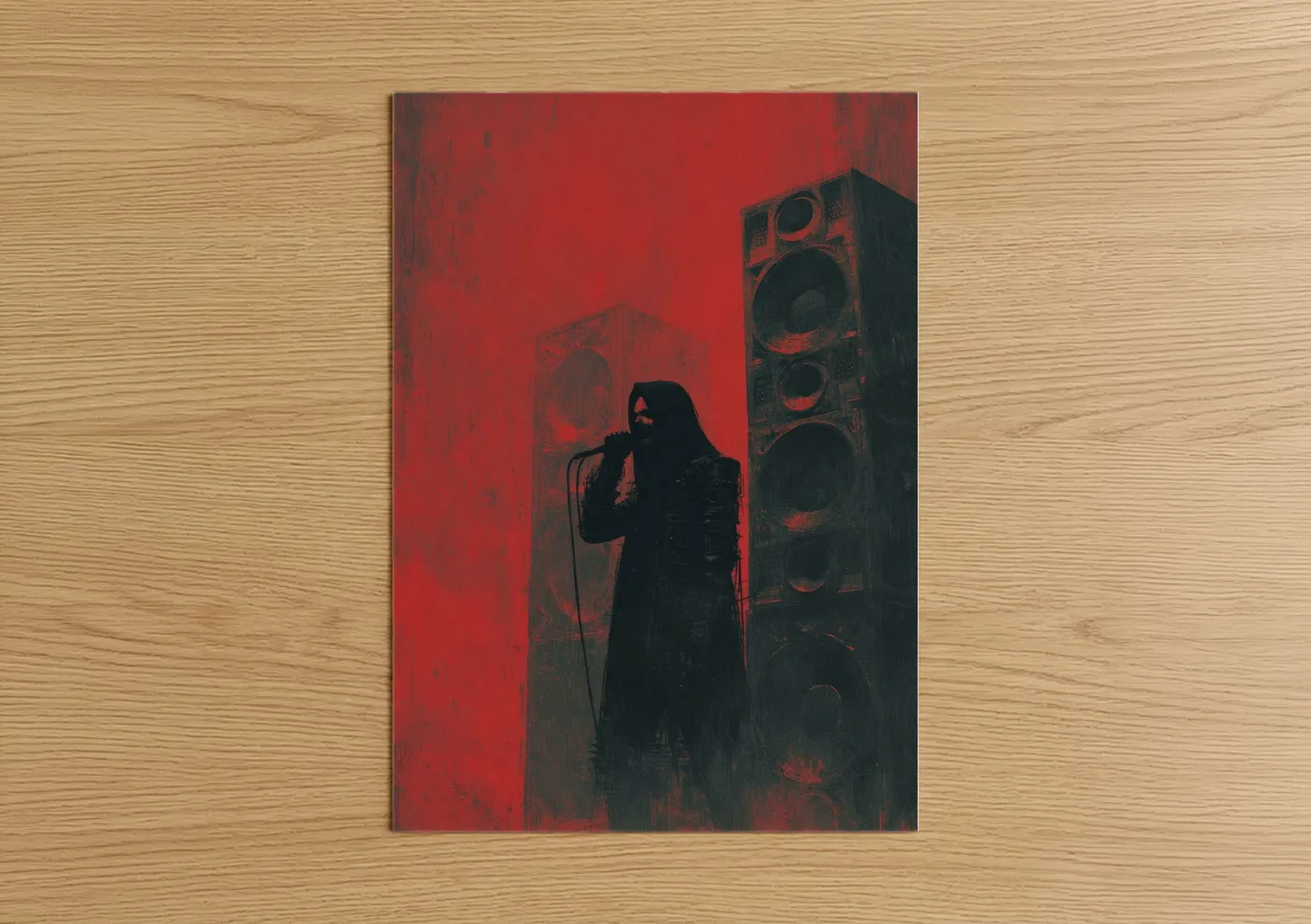 Death Metal Musician Red Stage Performance Wall Art