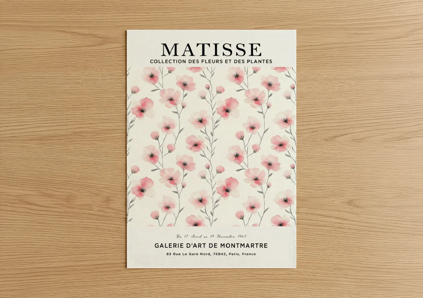 Pink Matisse Florals Abstract Flowers Wall Art