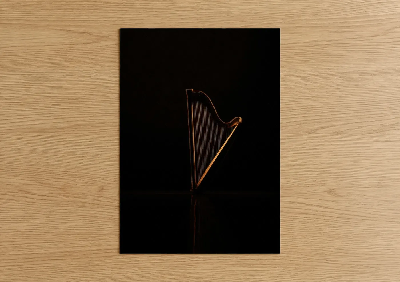 Golden Harp Musical Instrument Wall Art