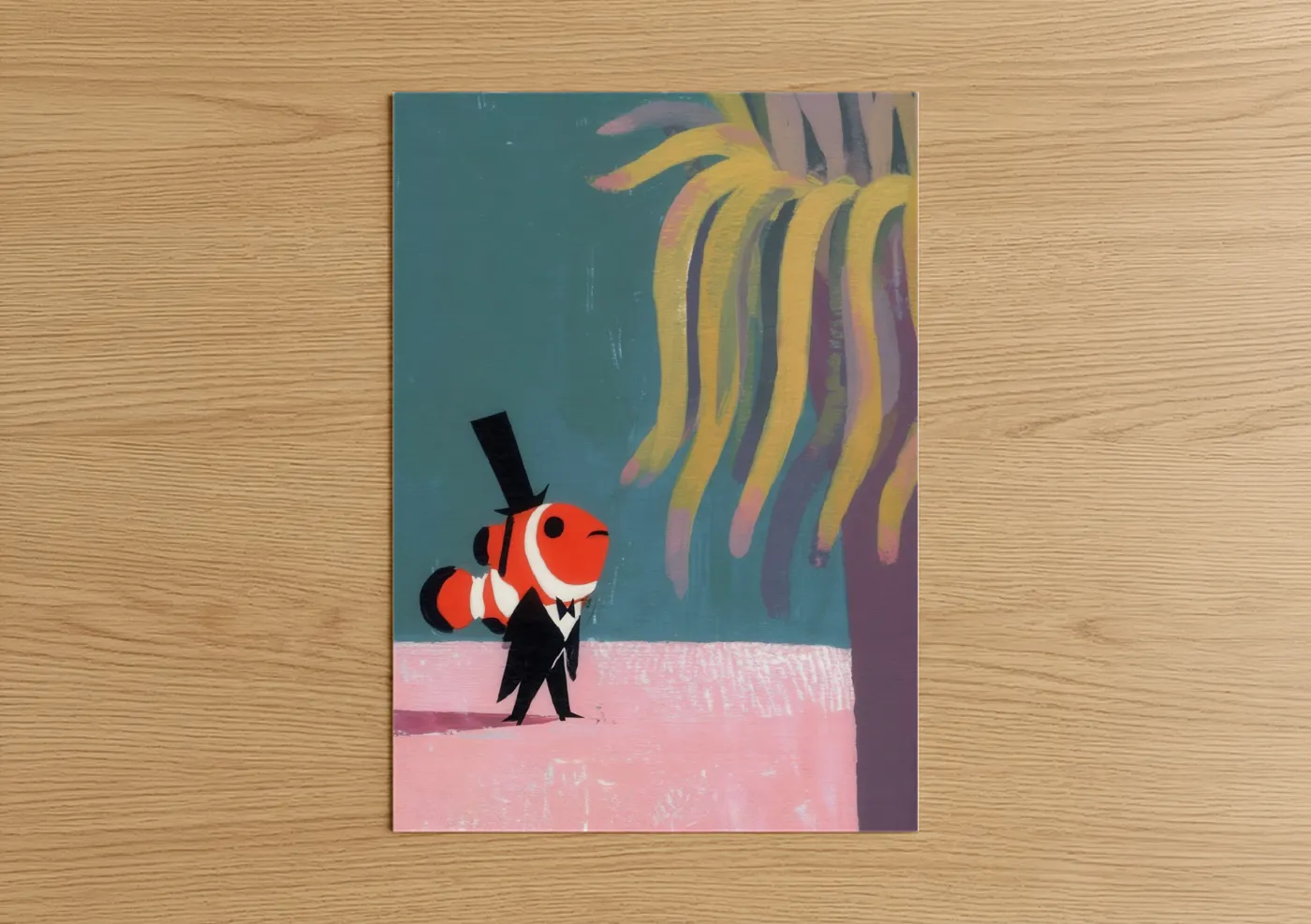 Dapper Clownfish in Top Hat Wall Art