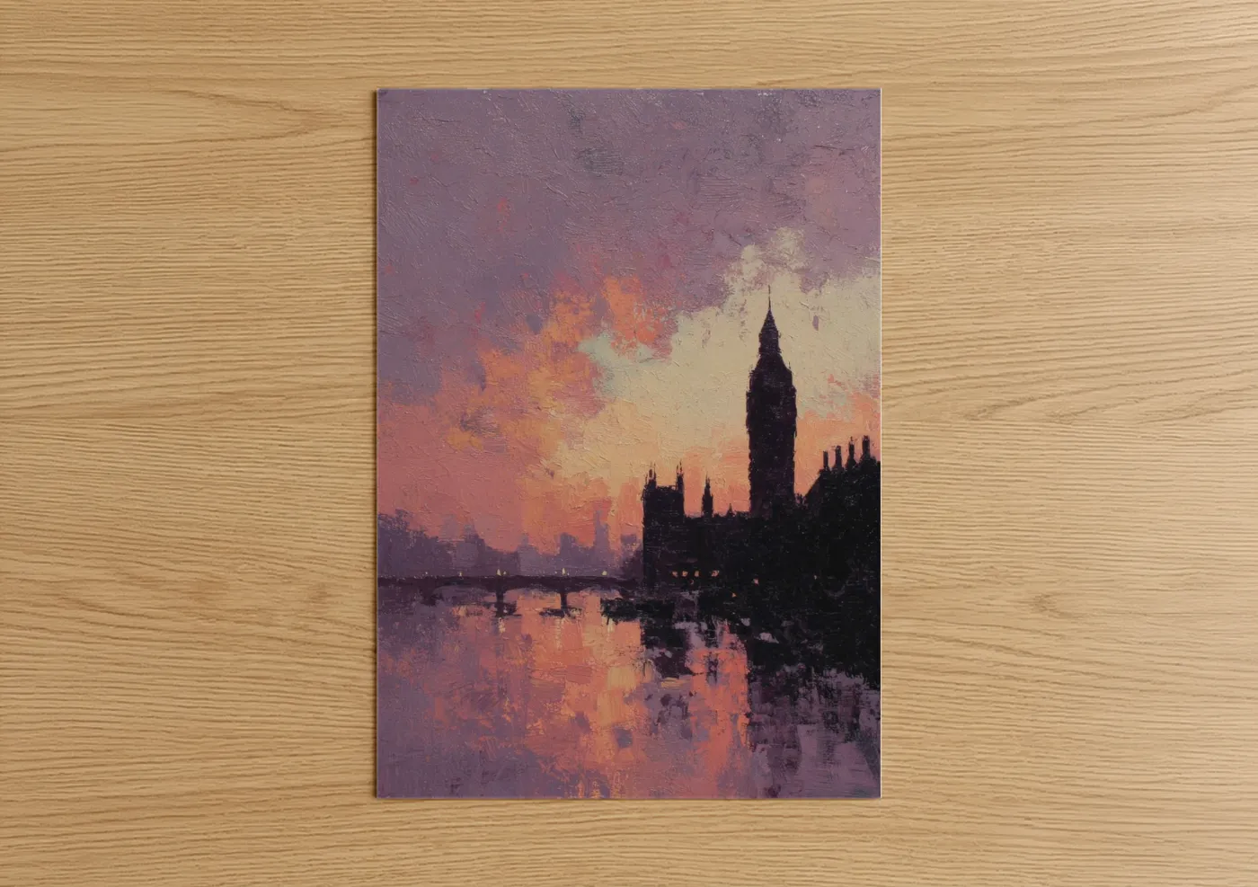 Big Ben Sunset Over Thames Impressionist Wall Art