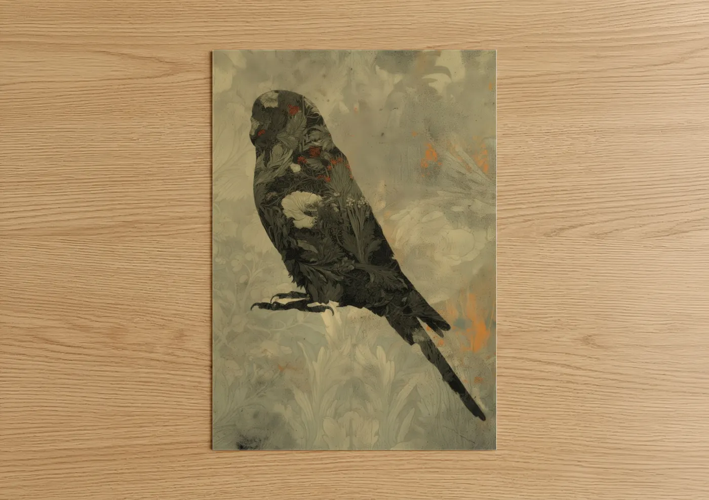 Ornamental Budgerigar Vintage Bird Wall Art