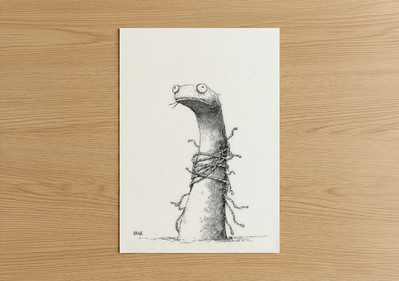 Whimsical Eel Sketch Line Wall Art
