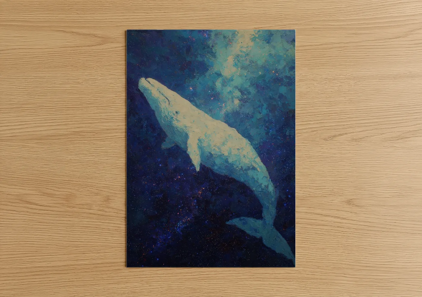 Celestial Beluga Whale Starry Night Wall Art