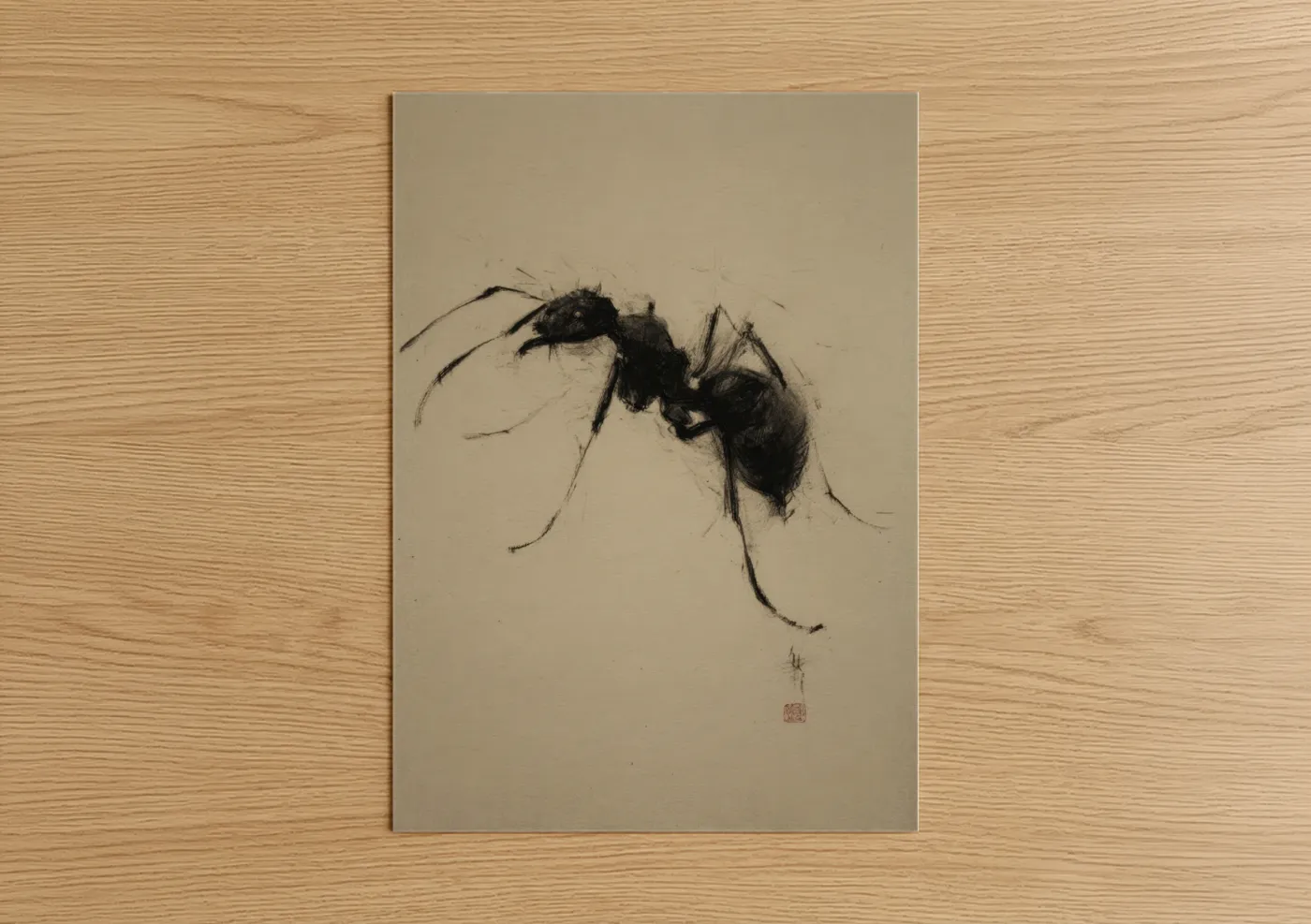 Minimalist Ant Ink Drawing Wall Art