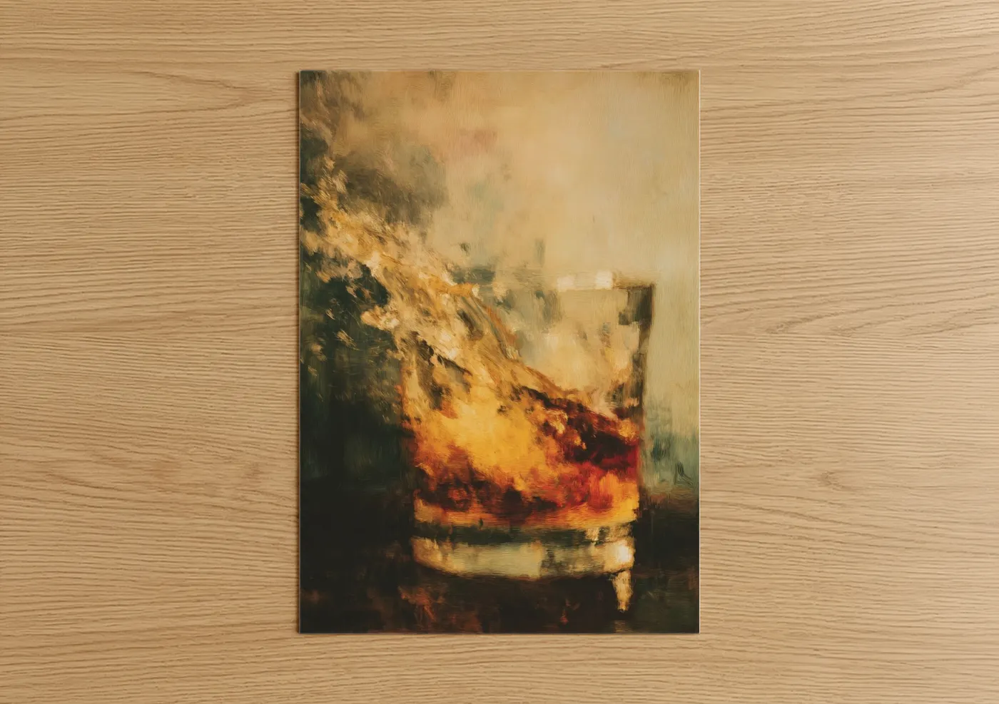 Golden Whiskey Glass Abstract Wall Art