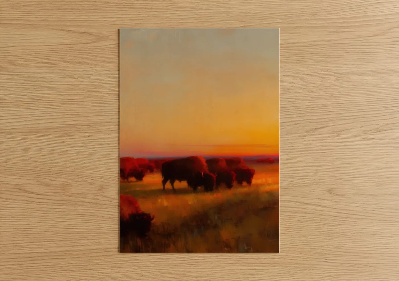Golden Bison Sunset Wildlife Wall Art