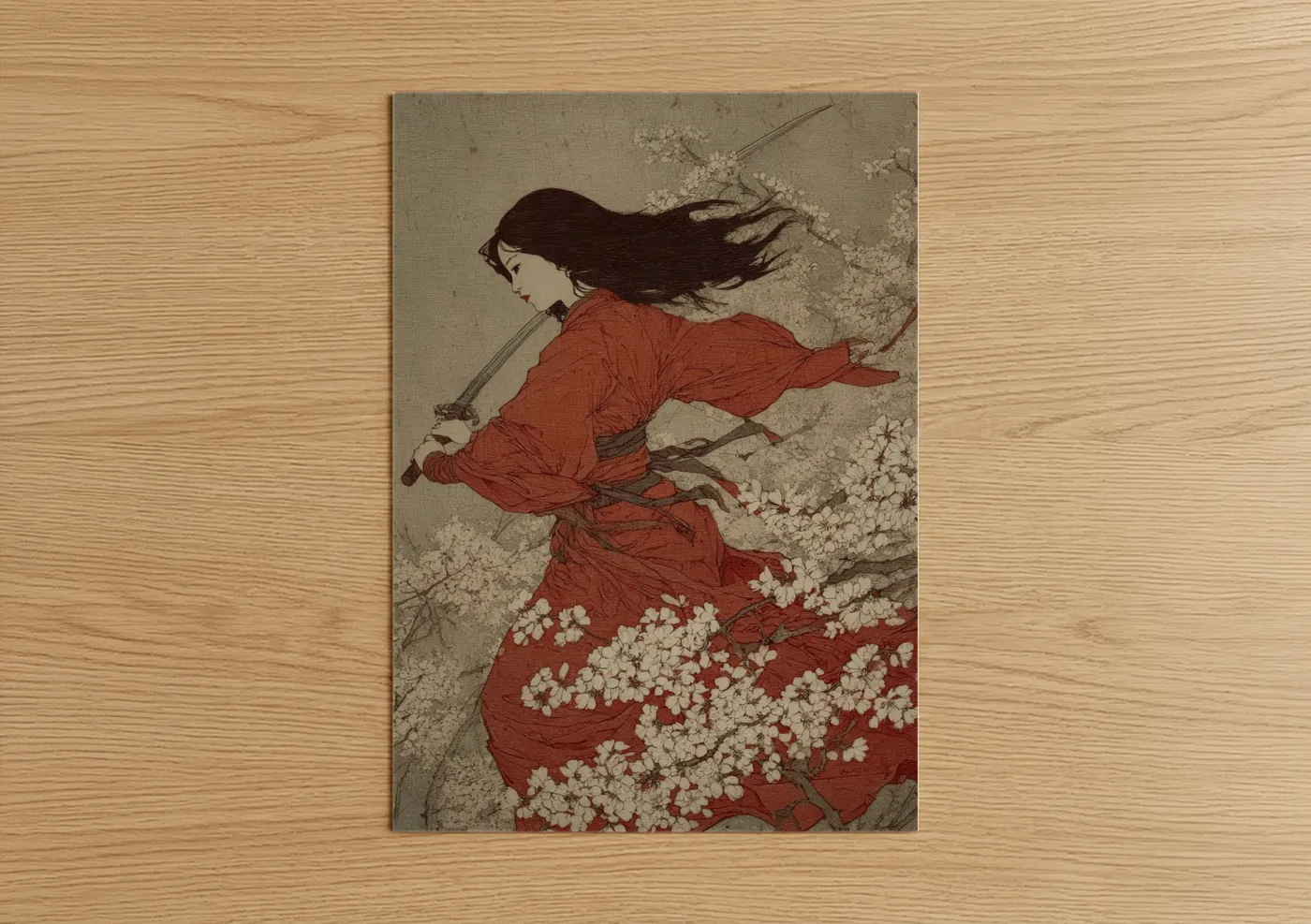 Warrior Woman Kung Fu Red Dress Wall Art