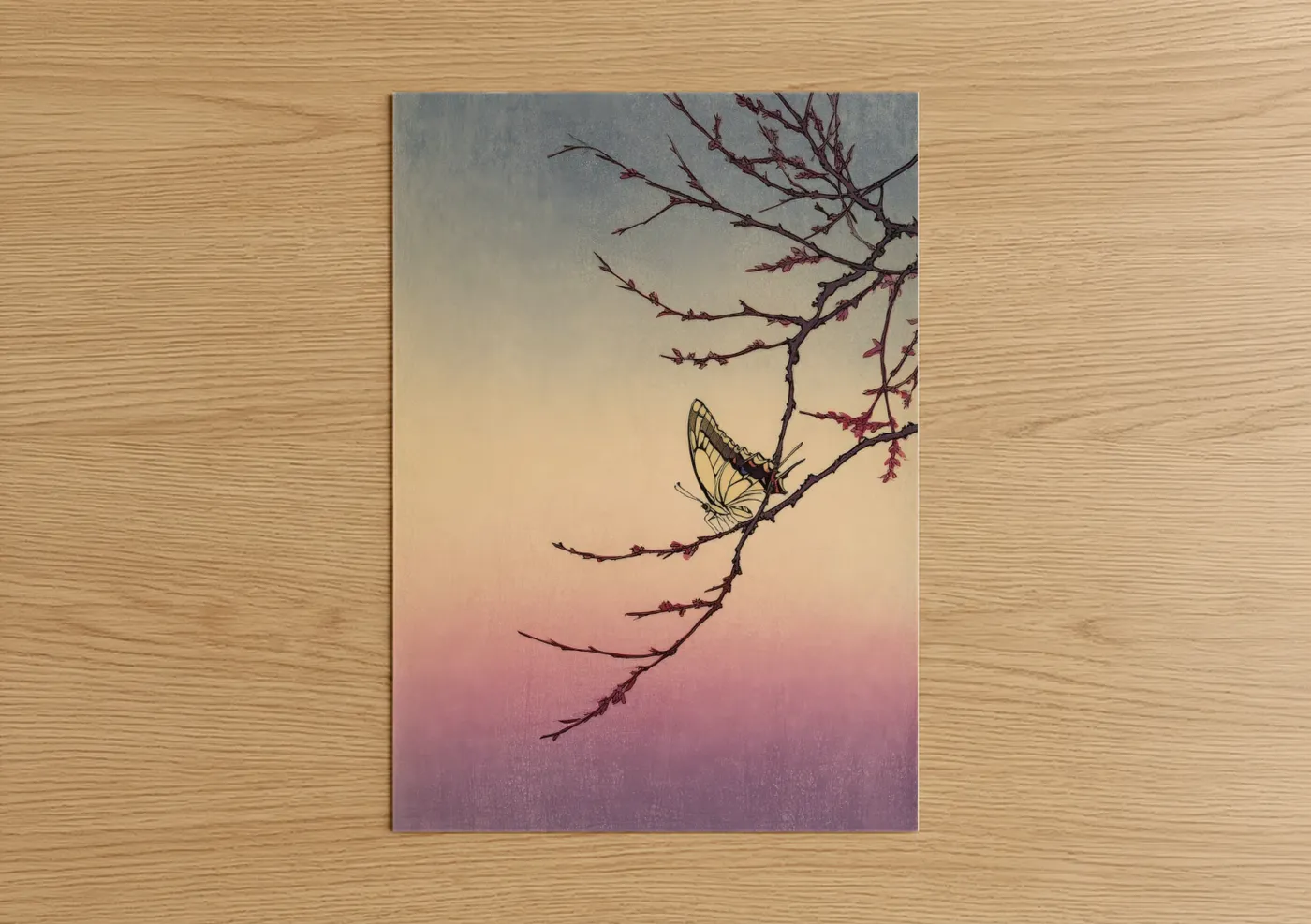 Butterfly on Branch Art Print Wall Art
