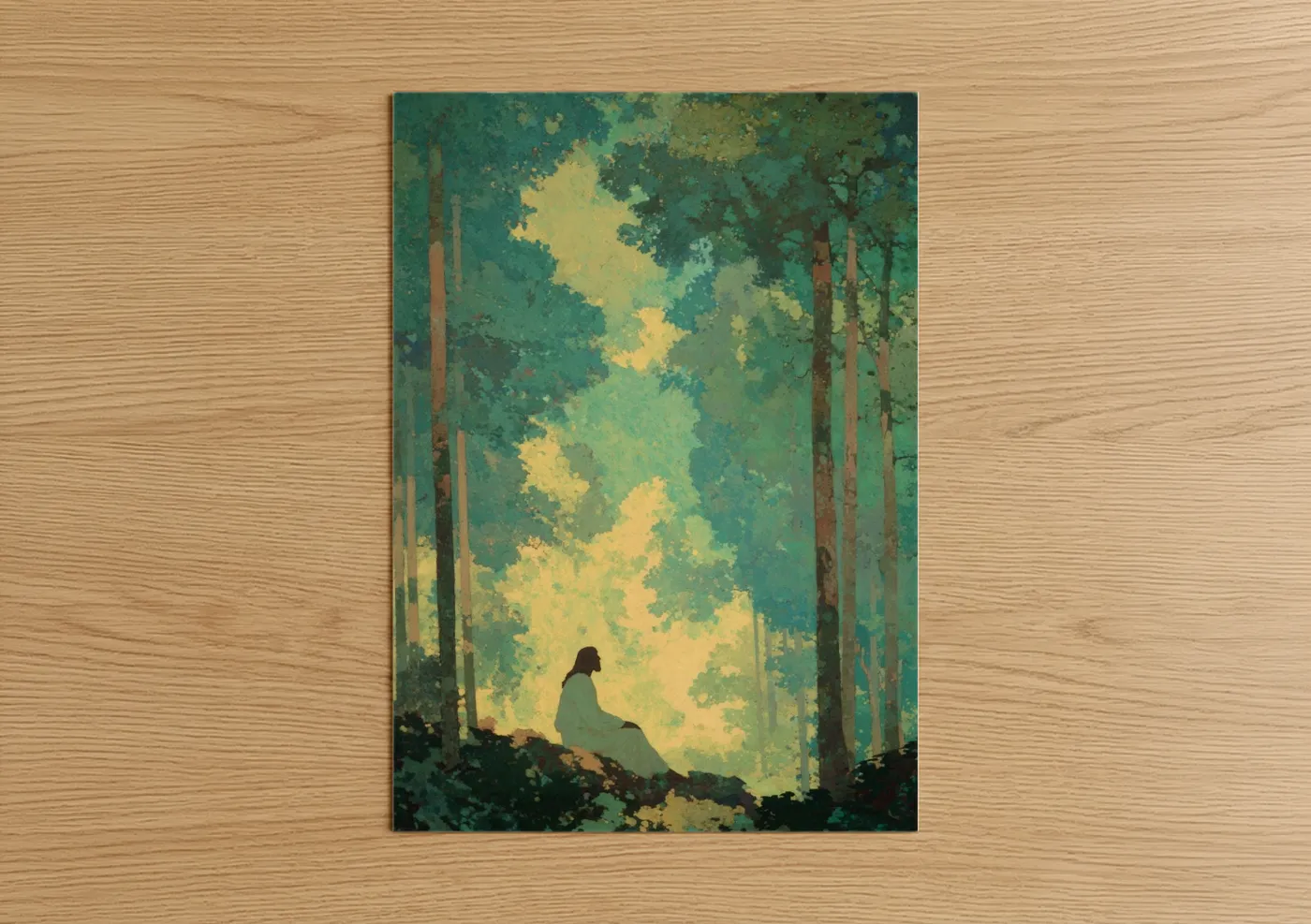 Spiritual Forest Contemplation Peaceful Wall Art