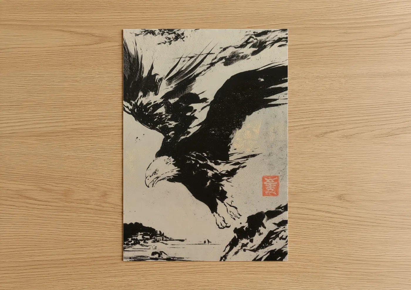 Soaring Eagle Black and White Wall Art