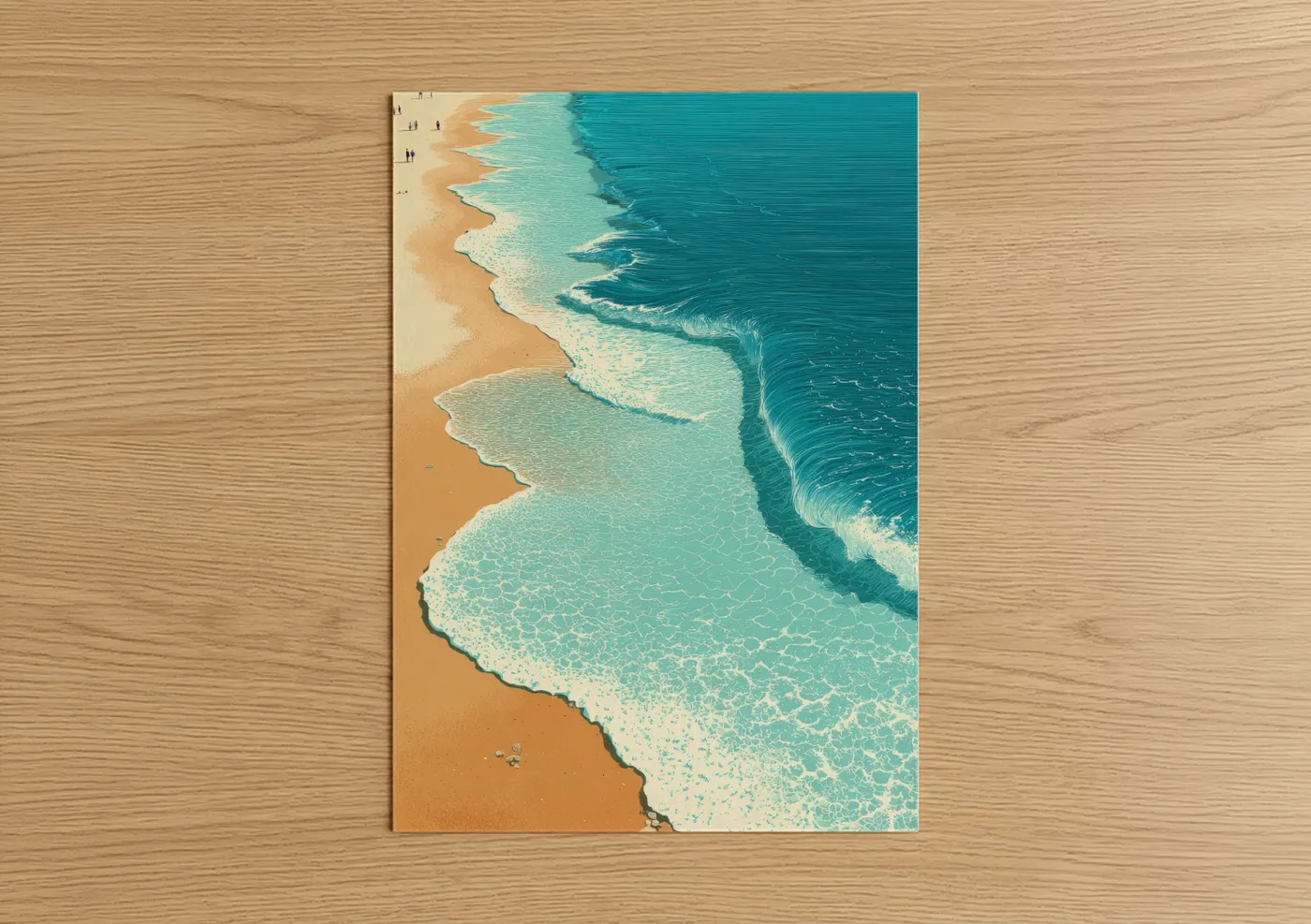 Aerial Beach Waves Ocean Art Print Wall Art
