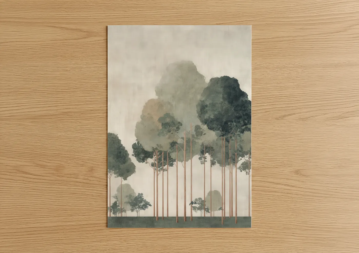 Misty Eucalyptus Forest Watercolor Wall Art