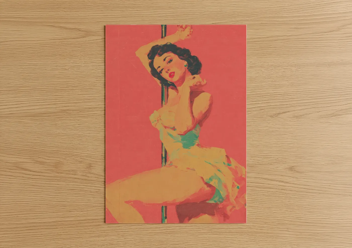 Vibrant Pole Dancer Pop Art Illustration Wall Art