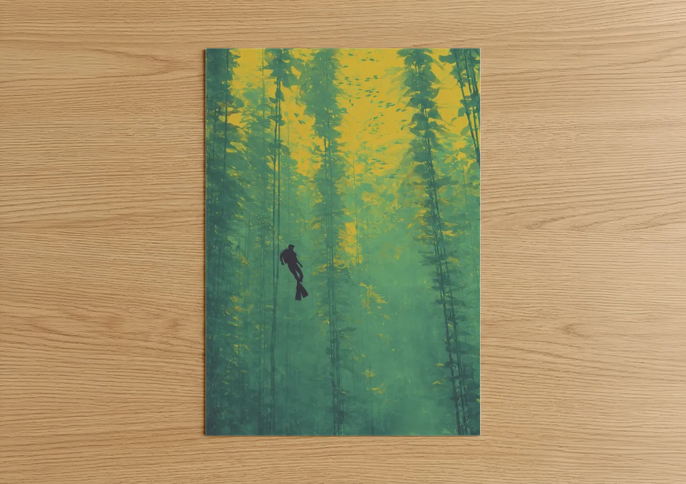Underwater Diving Adventure Silhouette Wall Art