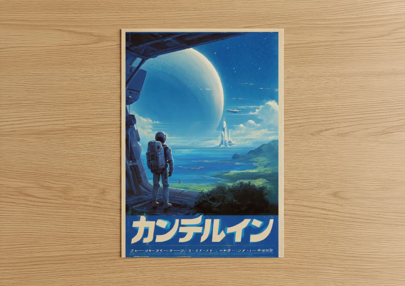 Astronaut Planet Vista Retro Sci-Fi Wall Art
