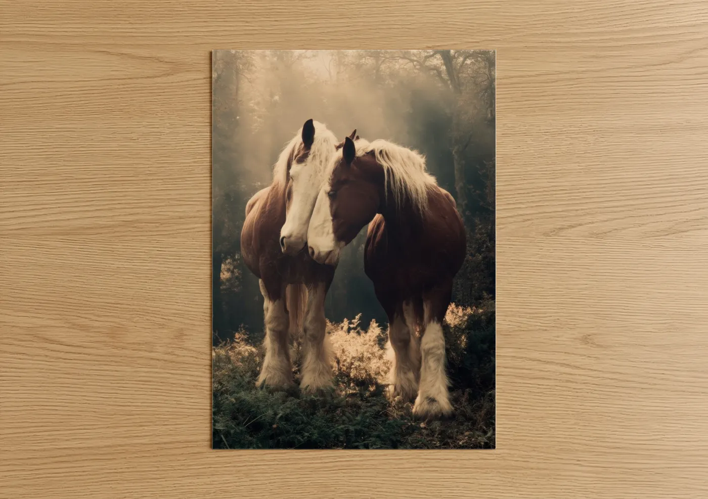 Majestic Clydesdale Horses in Mist Wall Art