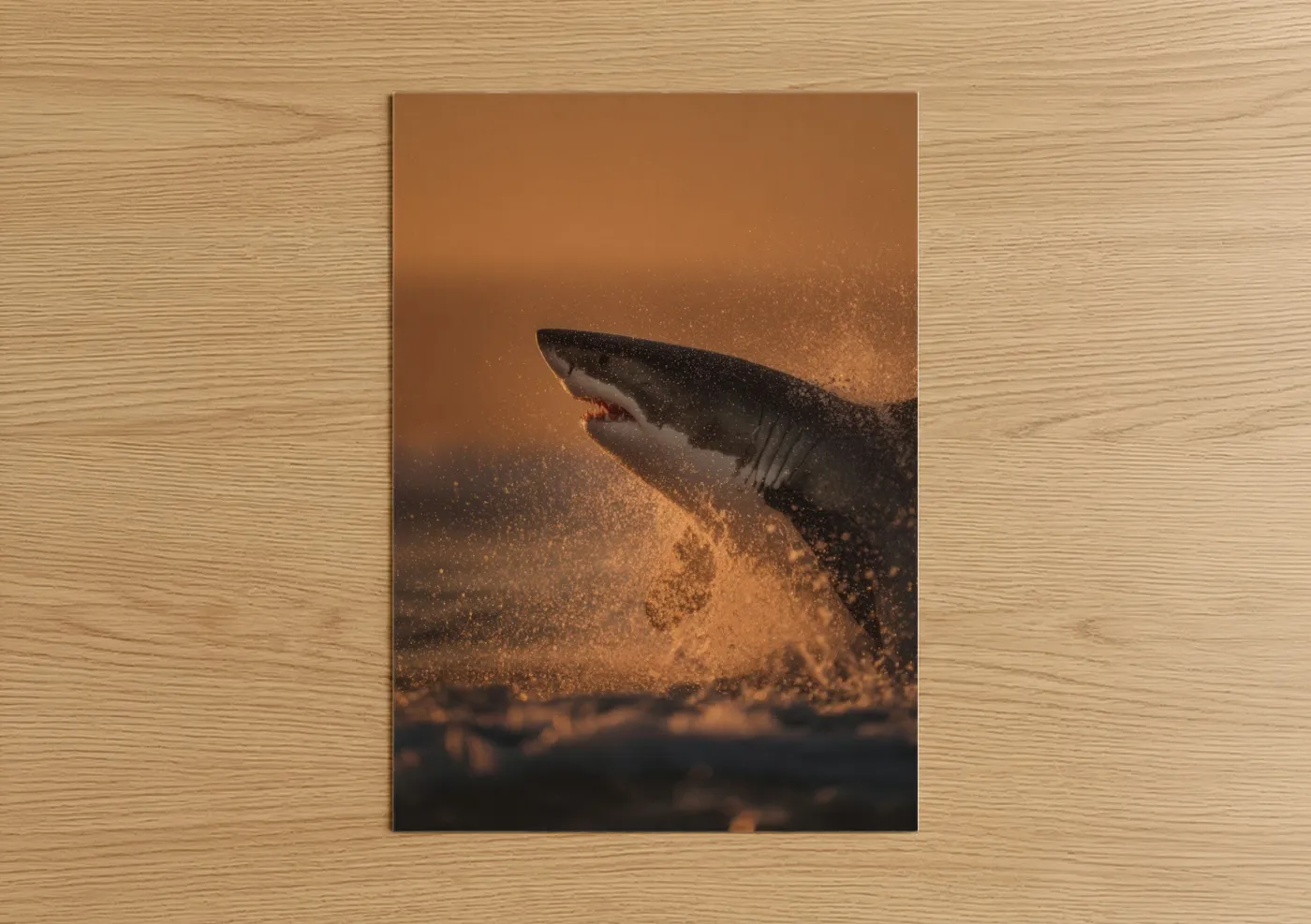 Great White Shark Golden Breach Wall Art