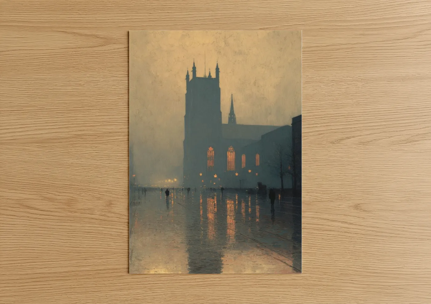 Gothic Church Rainy Evening Atmospheric Wall Art