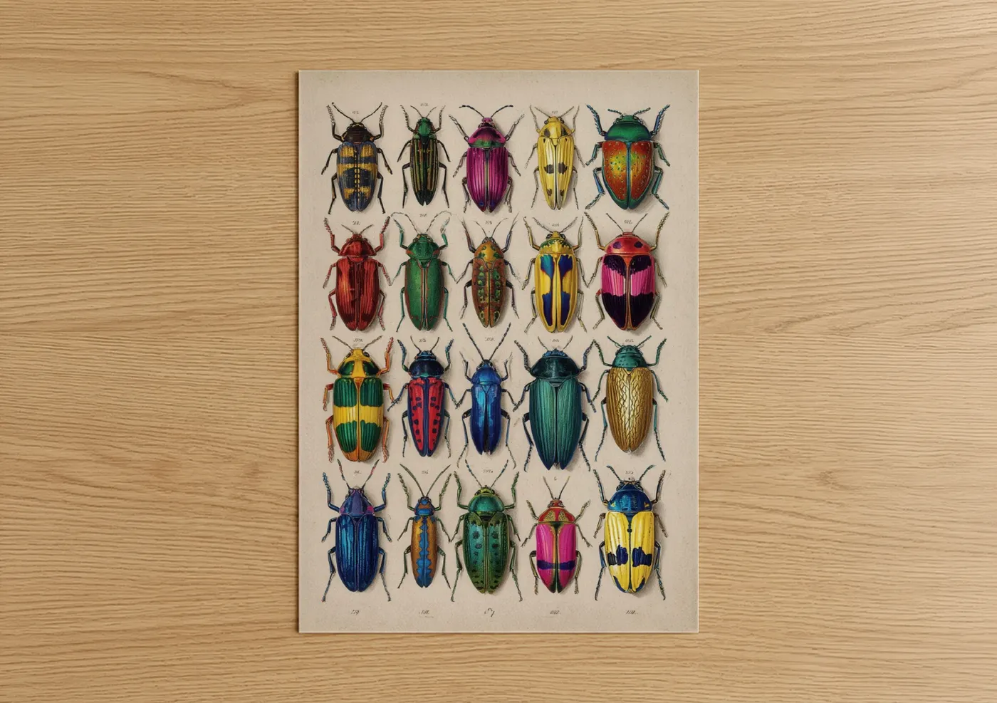Colorful Beetle Collection Vintage Natural History Wall Art