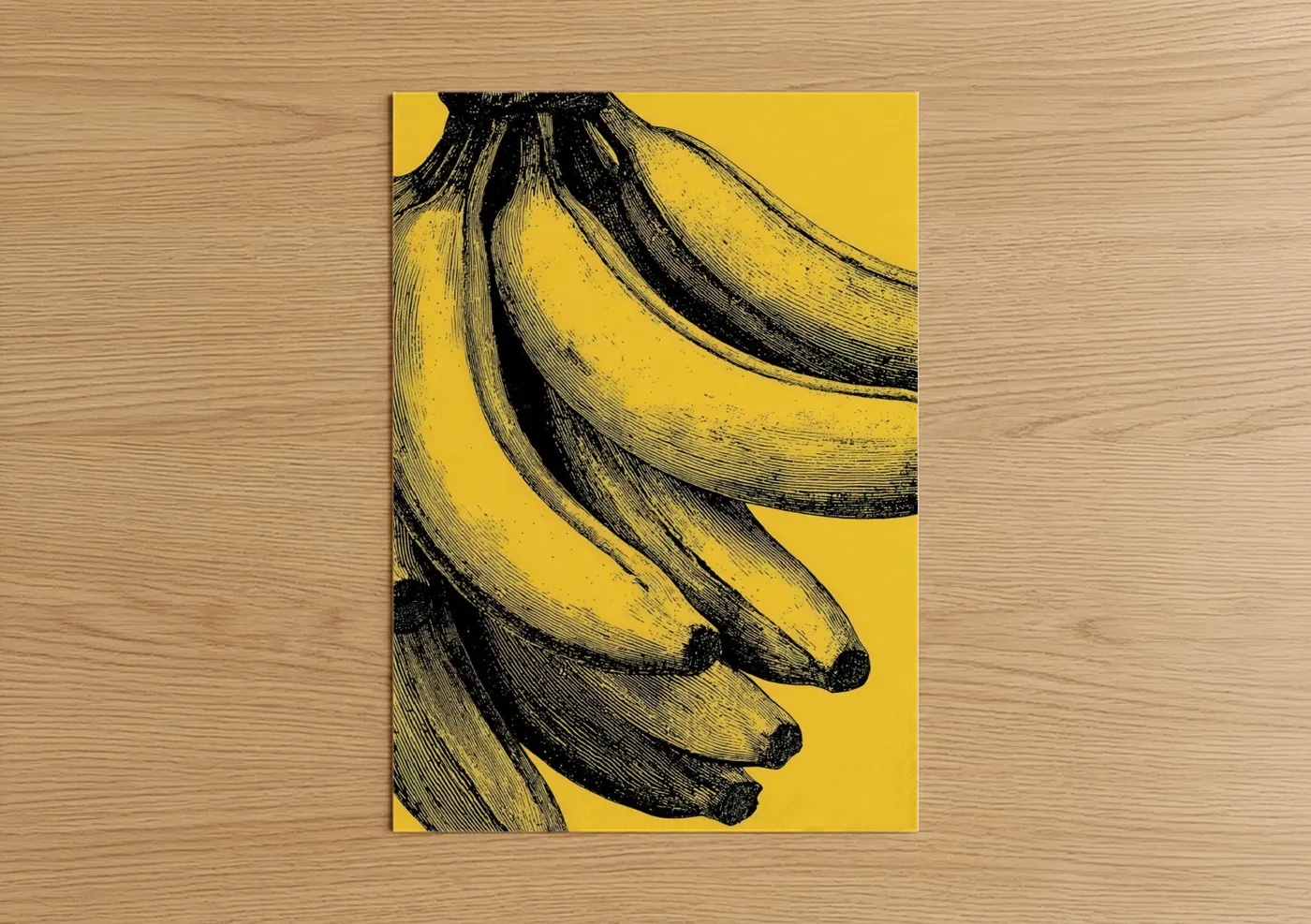 Yellow Banana Bunch Botanical Illustration Wall Art