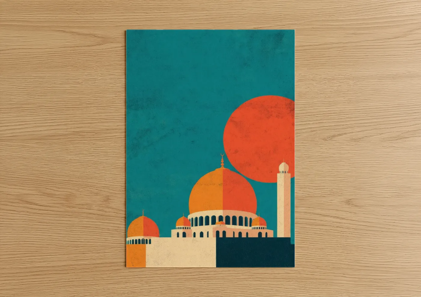 Crimson Mosque Islamic Architecture Wall Art