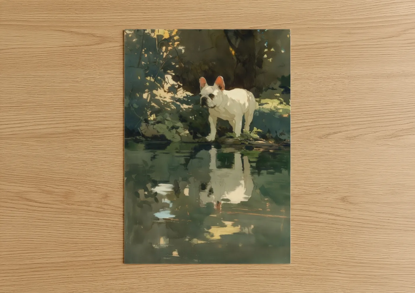 White Bulldog Riverside Reflection Wall Art