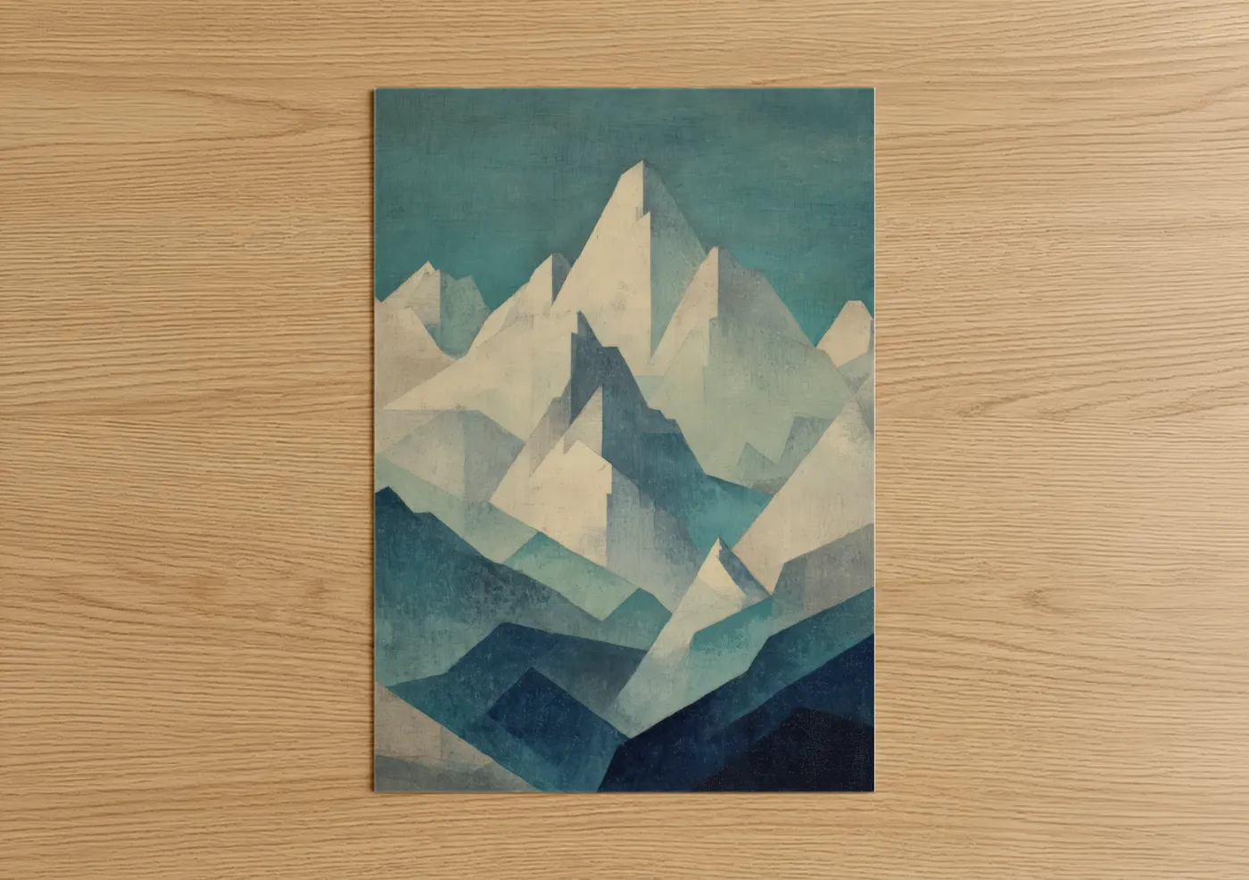 Abstract Snowy Mountains Layered Peaks Wall Art