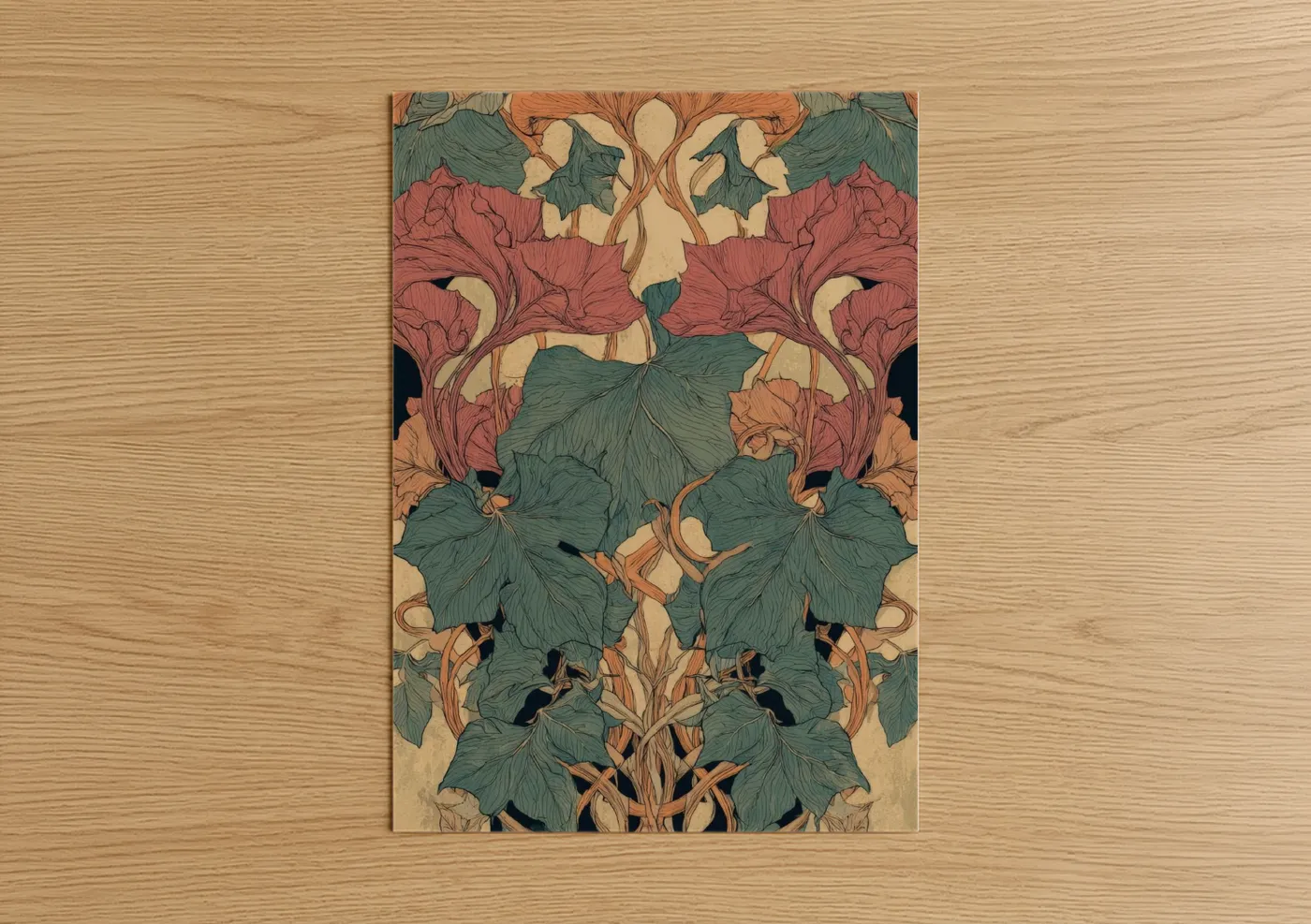 Art Deco Leaf Pattern Botanical Design Wall Art