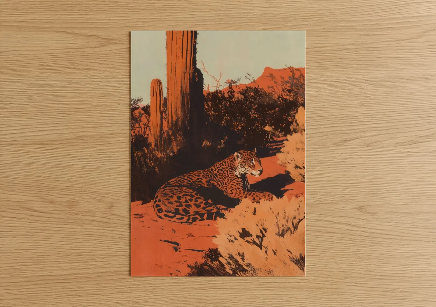 Desert Jaguar Wildlife Art Print Wall Art