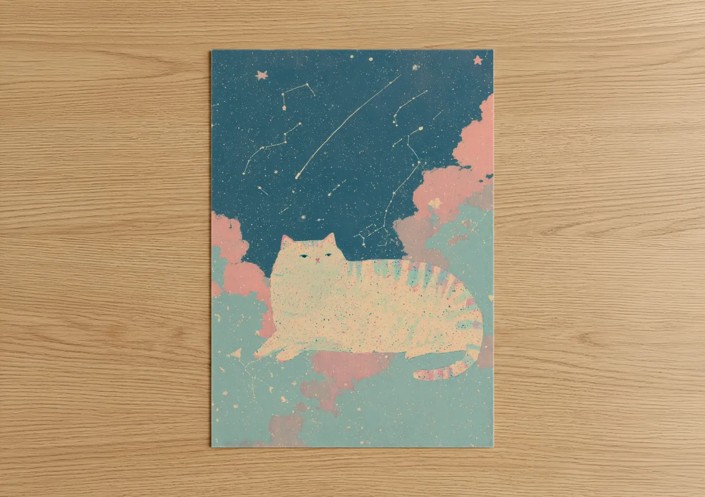 Cosmic Cat Starry Night Sky Wall Art