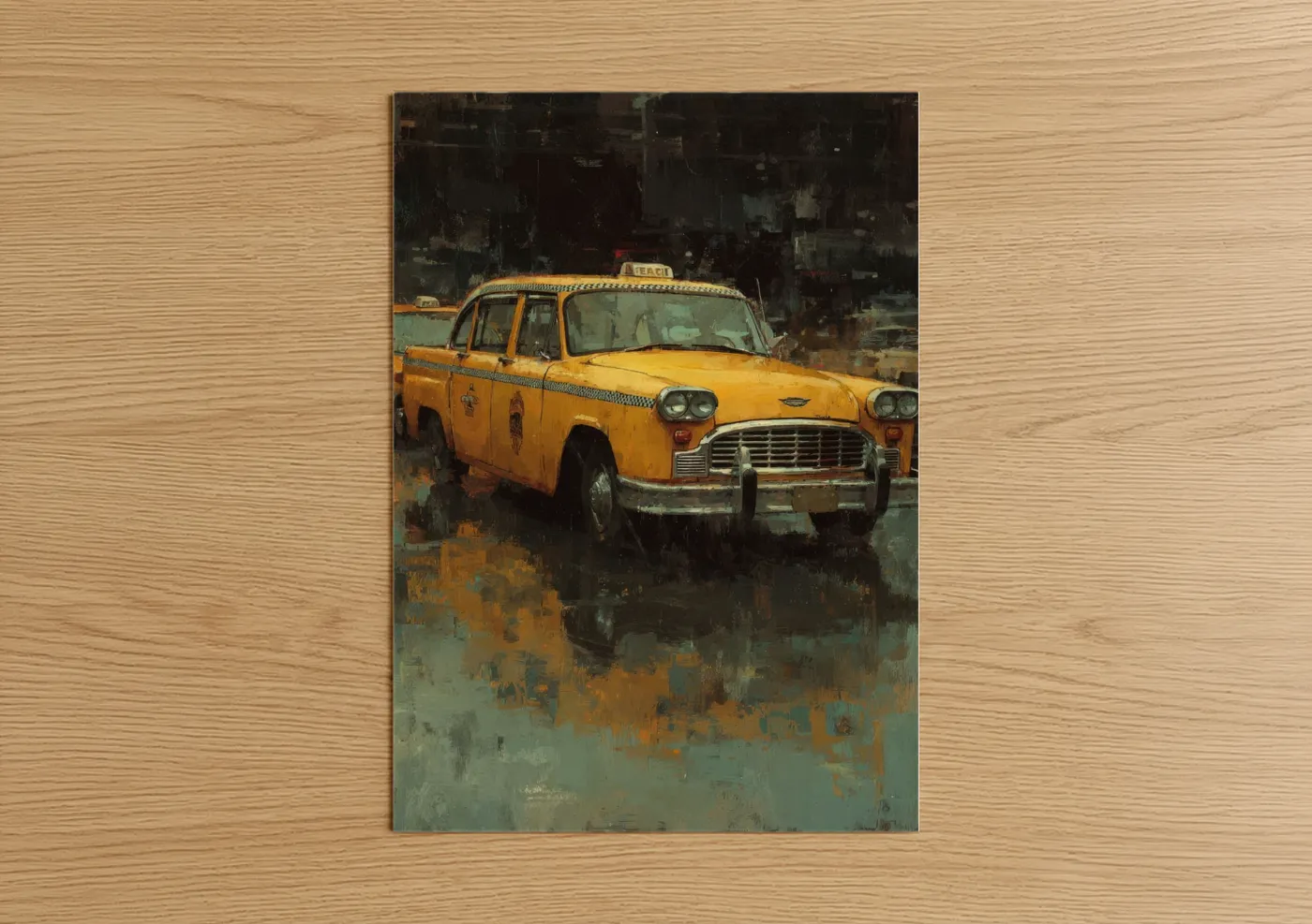 Yellow Taxi Cab Urban Street Wall Art