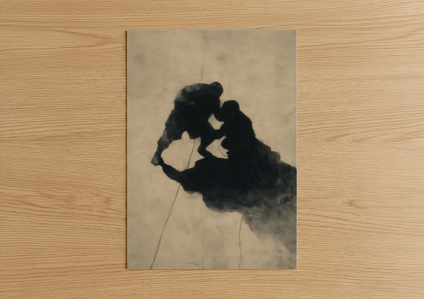 Intimate Wrestling Silhouette Wall Art