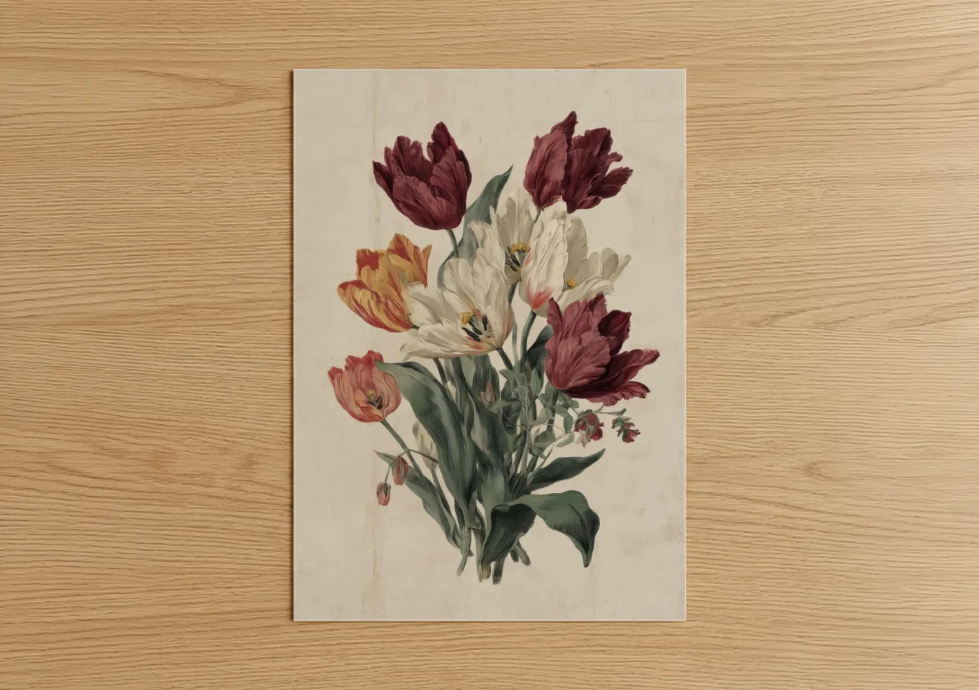 Vintage Tulip Medley Watercolor Wall Art