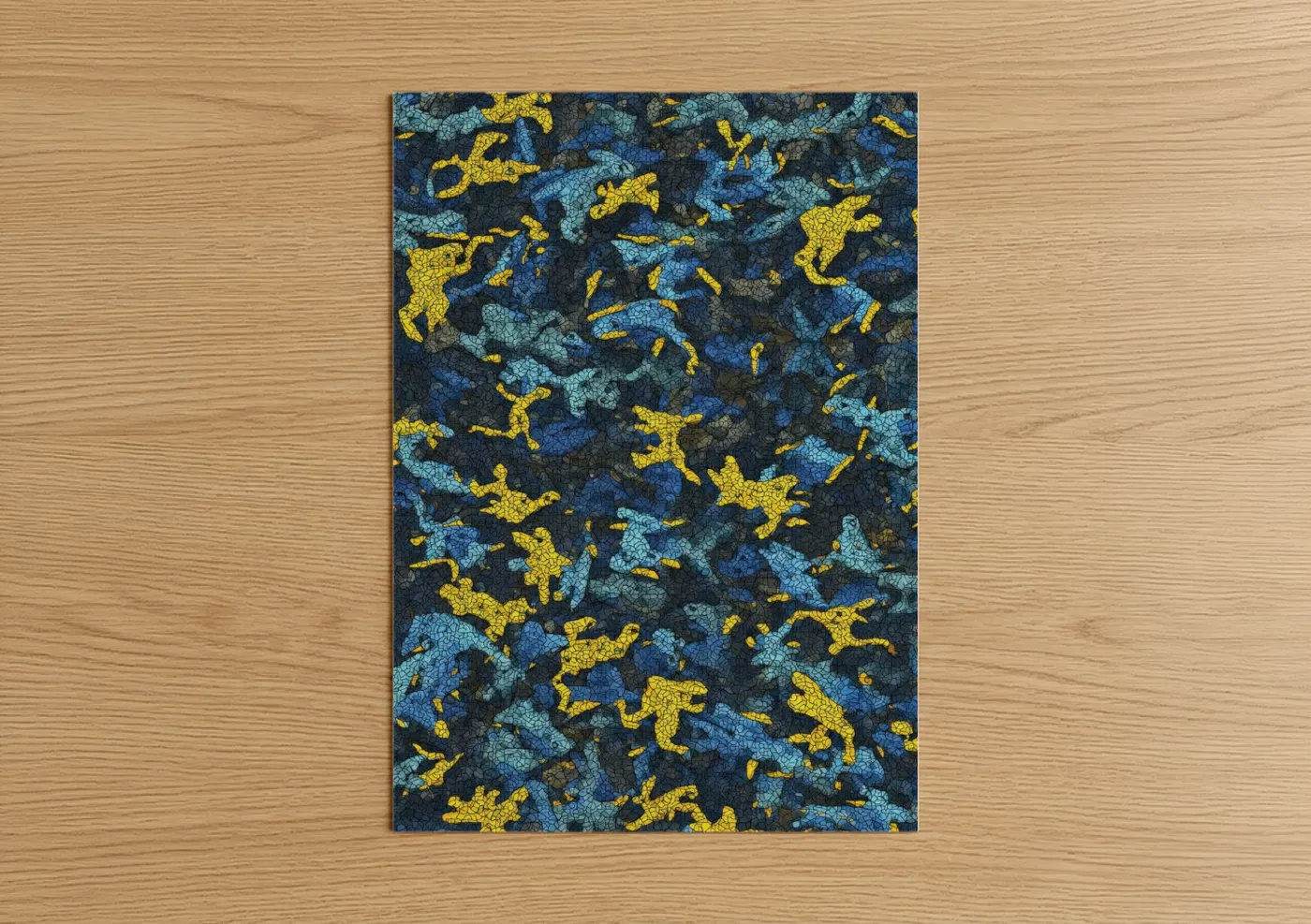 Jumping Frogs Pattern Blue Yellow Wall Art