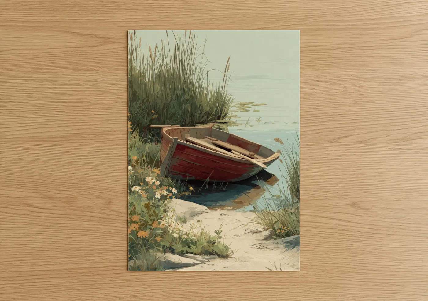 Rustic Beached Rowboat Lake Wall Art