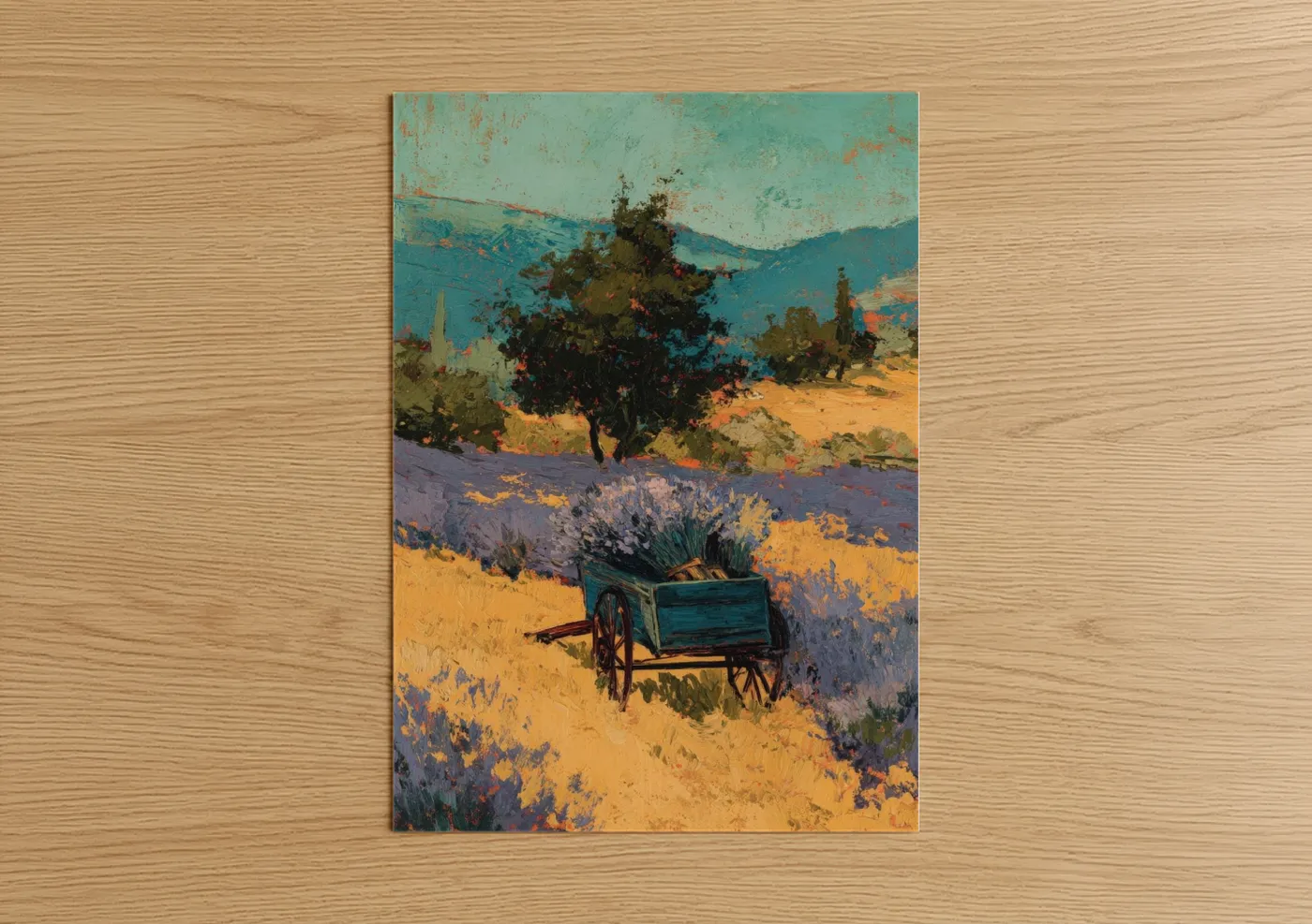 Rustic Wagon Tuscan Lavender Field Wall Art